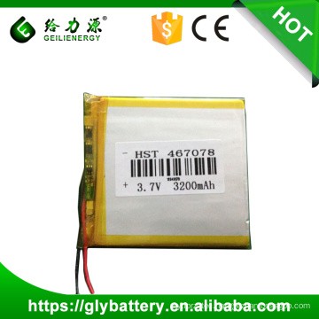 Li-polymer 467078 GPS Battery 3.7v 3200mAh Firefox 3.7v Atl Battery